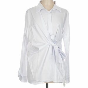 Commense White Button Down Wrap Shirt